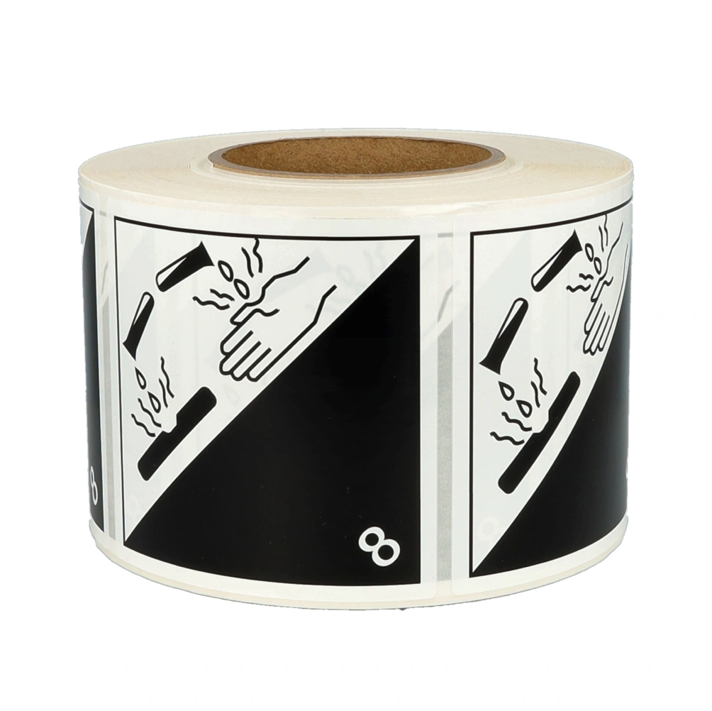 Produkt ADR 8.0 Ätzende Stoffe, 100mm x 100mm, 1000 Etiketten, Hülse 76mm Foto