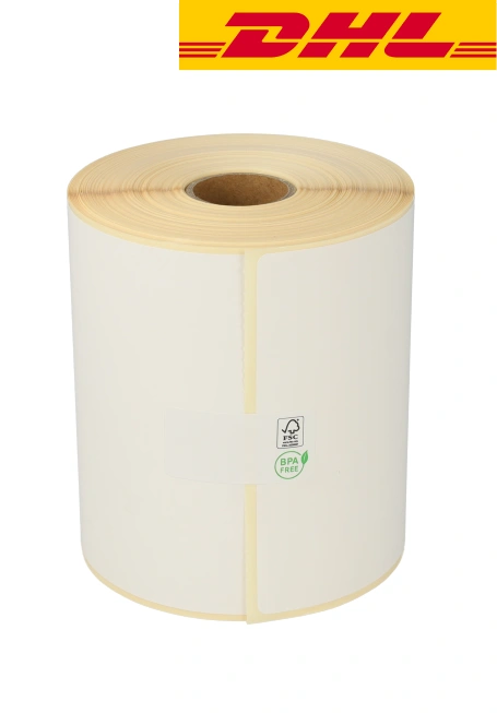 Producto Zebra etiquetas compatibles de envio DHL, 102mm x 150mm, 300 etiquetas, 25mm núcleo, blanco, permanente Imagen