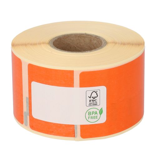 Dymo 99012 compatible labels, 36mm x 89mm, 260 labels, orange, permanent