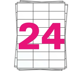 Producto Etiquetas A4, 24 etiquetas por hoja, blanco, permanente, 70mm x 37mm Imagen