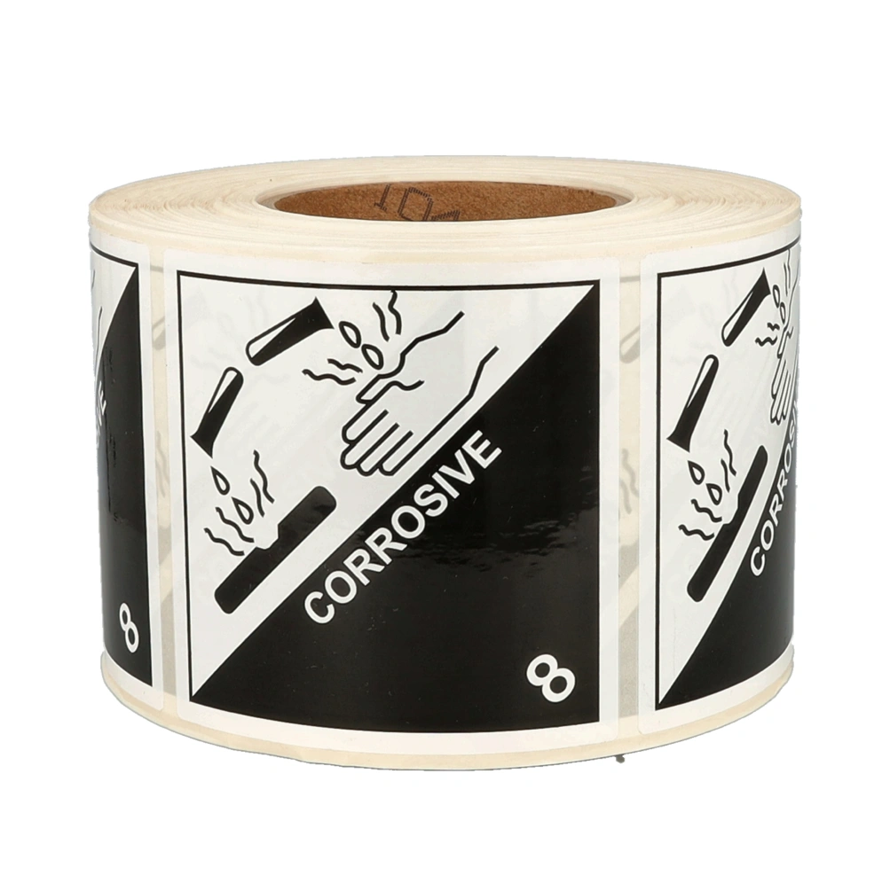 Produkt IMO 8.0 Ätzende Stoffe, 100mm x 100mm, 1000 Etiketten, Hülse 76mm Foto