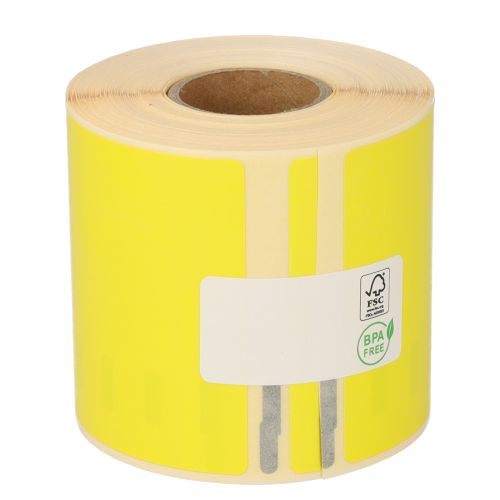 Dymo 99019 compatible labels, 190mm x 59mm, 110 labels, yellow, permanent