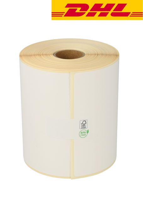 Zebra compatible DHL verzendetiketten, 102mm x 210mm, 210 etiketten, 25mm kern, wit, permanent