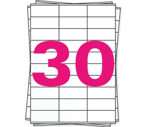 Produit Étiquette autocollante A4, 30 par planche, blanc, permanent, 70mm x 29mm Image