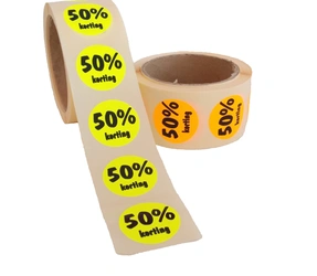 Product 50% Kortingsstickers, Fluor Oranje, 500 Stickers Afbeelding