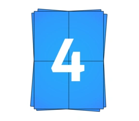 Prodotto Fogli adesivi A4, 4 per foglio, blu, adesivo permanente, 105mm x 148mm Immagine