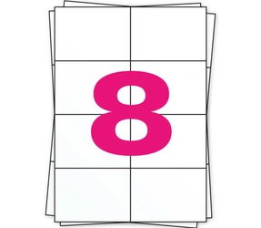 Produit Étiquette autocollante A4, 8 par feuille, blanc, 105mm x 74mm - 1000 per boîte Image
