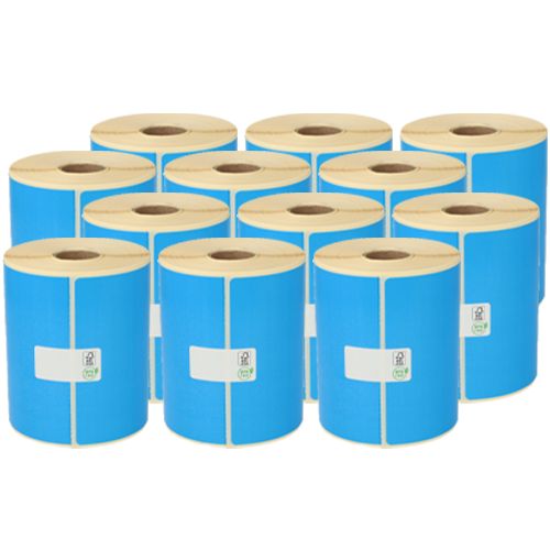 Zebra compatible labels, 102mm x 150mm, 280 labels, 25mm core, blue, permanent