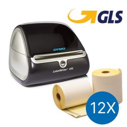 GLS paquete de inicio: Dymo LW 4XL + 12 rollos de etiquetas compatibles Dymo S0904980