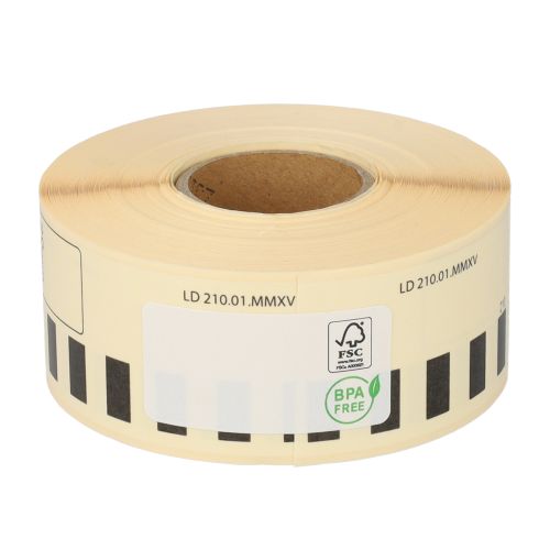 Brother DK-22210 compatible labels, 29mm x 30.48m, blanco, permanent