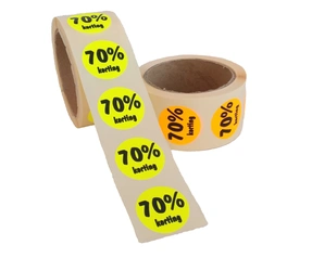 Product 70% Kortingsstickers, Fluor Geel, 500 Stickers Afbeelding