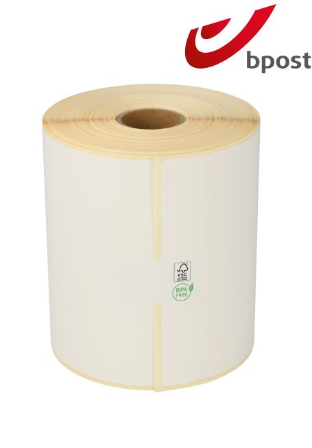 Zebra compatible Bpost verzendetiketten, 102mm x 150mm, 300 etiketten, 25mm kern, wit, permanent