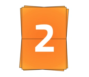 Produit Feuilles d'autocollants A4, 2 par feuille, orange, adhésif permanent, 210 mm x 148mm Image