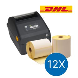 DHL starterspakket: Zebra ZD421D printer + 12 rollen zebra compatible verzendetiketten