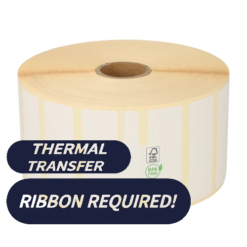 Product Zebra Z-Select 2000T (800272-075) Compatible Labels, Top, 57mm x 19mm, 3315 Labels , 25mm Core, White, Permanent Image