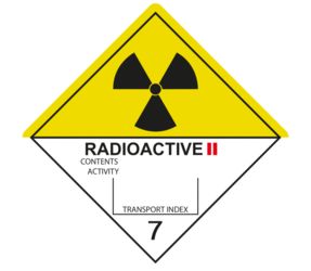 IMO 7.2 etiquetas materias radiactivas lI, 100 mm x 100 mm, 1.000 etiquetas, de 76 mm de diámetro