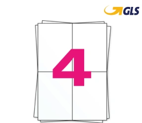 Prodotto Etichette GLS su fogli adesivi A4, 4 per foglio, bianco, 105mm x 148mm Immagine