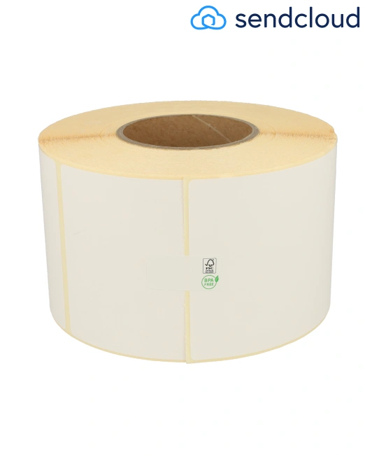 Prodotto Etichette compatibili Zebra SendCloud (etichette per spedizioni), 102mm x 150mm, 900 etichette, diametro 76mm, bianco, permanente Immagine