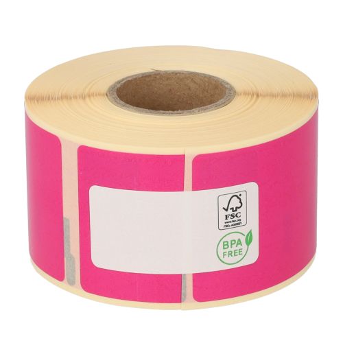 Dymo 99012 compatible labels, 36mm x 89mm, 260 etiketten, roze, permanent