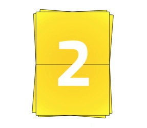 Prodotto Fogli adesivi A4, 2 per foglio, giallo, adesivo permanente, 210mm x 148mm  Immagine