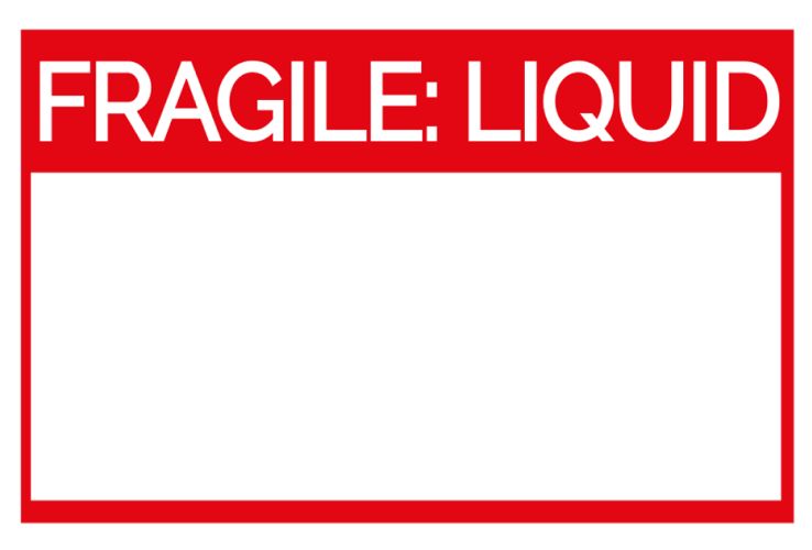 Fragile: Liquid Labels, 76.2mm x 50.8mm, 200 Labels, Permanent