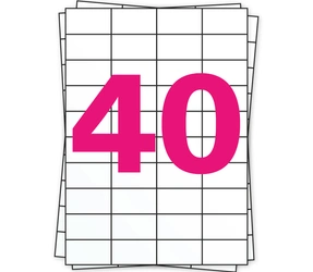 Produit Étiquette autocollante A4, 40 par planche, blanc, permanent, 52mm x 30mm Image