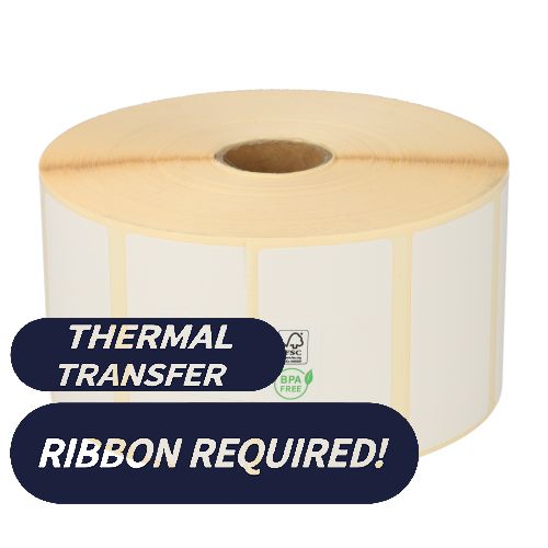 Bixolon 3006318BIX Compatible Labels, Top, 57mm x 32mm, 2100 Labels, 25mm Core, White, Permanent