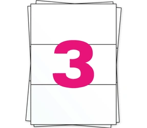 Producto Etiquetas A4, 3 etiquetas por hoja, blanco, permanente, 98.5mm x 210mm Imagen