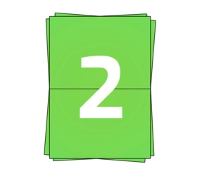 Produit Feuilles d'autocollants A4, 2 par feuille, vertes, adhésif permanent, 210 mm x 148mm Image