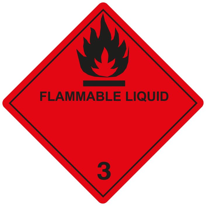 IMO 3.0 Flammable Liquid Labels, 100mm x 100mm, 1000 Labels, 76mm Core 