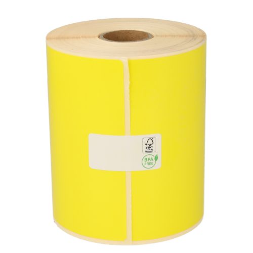 Zebra (800264-605) étiquettes compatibles, 102mm x 150mm, 280 étiquettes jaunes, Ø mandrin 25mm, permanentes