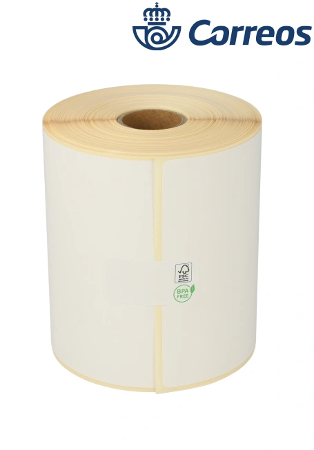 Producto Zebra etiquetas compatibles Correos, 102mm x 150mm, 300 etiquetas, 25mm núcleo, blanco, permanente Imagen