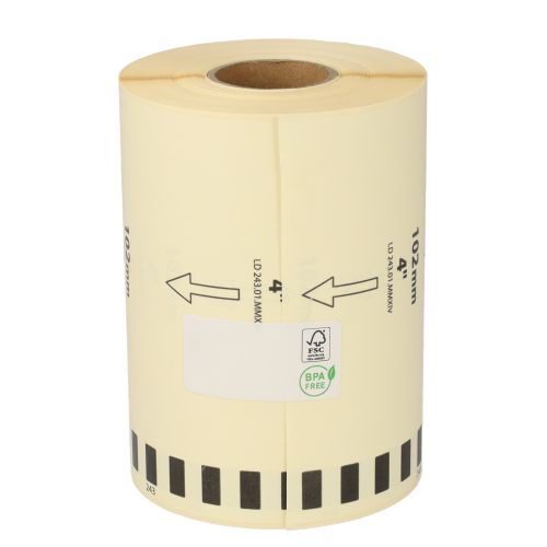 Brother DK22243 etiquetas compatibles, 102mm x 30.48m, blanco, permanente