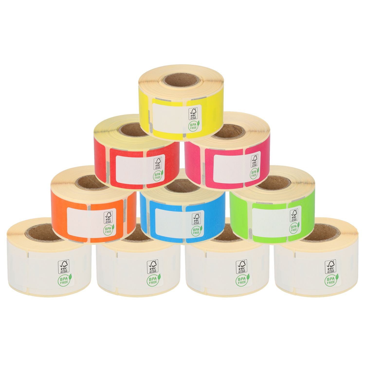 Dymo Rainbow Package 99010 28mm x 89mm, 6 colors + 4 white compatible rolls