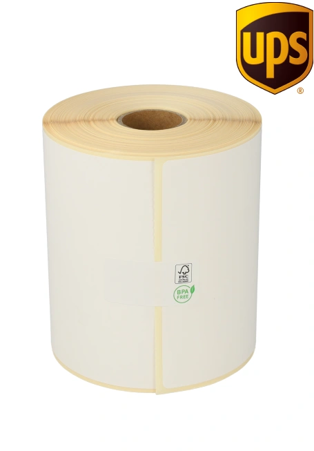 Product Zebra compatible UPS verzendetiketten, 102mm x 150mm, 300 etiketten, 25mm kern, wit, permanent Afbeelding