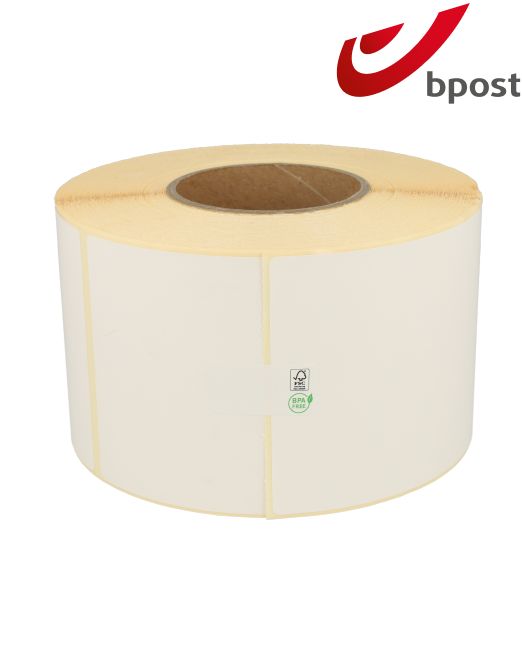 Zebra compatible Bpost verzendetiketten, 102mm x 150mm, 900 etiketten, 76mm kern, wit, permanent