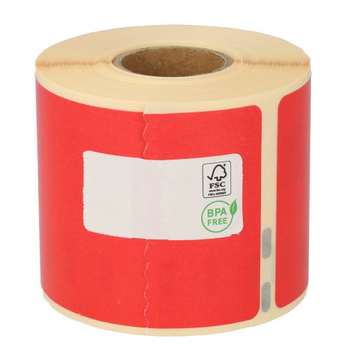 Dymo 99014 compatible labels, 54mm x 101mm, 220 labels, red, permanent