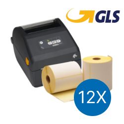 GLS paquete de inicio: Impresora Zebra ZD421D + 12 rollos de etiquetas compatibles Zebra 102mm x 150mm