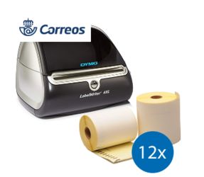 Correos paquete de inicio: Dymo LW 4XL + 12 rollos de etiquetas compatibles Dymo S0904980