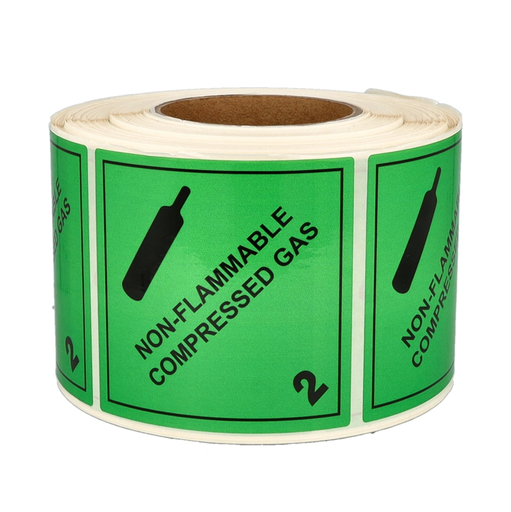 Product IMO 2.2 Non-Flammable Compressed Gas Labels, 100mm x 100mm, 1000 Labels, 76mm Core Image