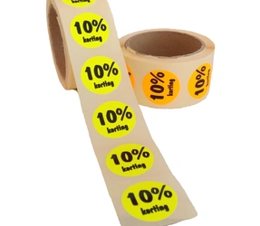 Product 10% Kortingsstickers, Fluor Oranje, 500 Stickers Afbeelding