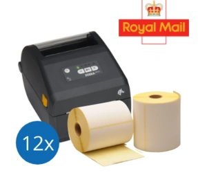 Product Royal Mail Starter Package | Zebra ZD421D Ethernet printer + 12 rolls Zebra compatible labels 102mm x 150mm (4' x 6') Image
