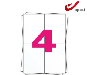 Produit Étiquette Bpost sur des feuilles d’autocollants A4, 4 par feuille, blanche, permanente, 105 mm x 148 mm Image
