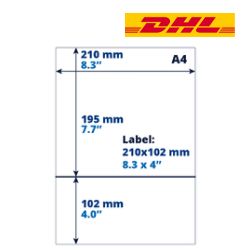 Lista de empaque/etiqueta de devolución A4 DHL, 102mm x 210mm, 1000 hojas