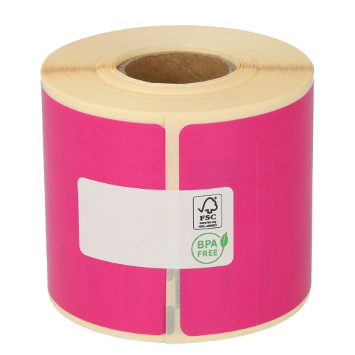 Dymo 99014 compatible labels, 54mm x 101mm, 220 labels, pink, permanent