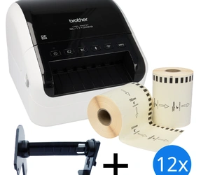 Product Starter Package with Brother QL1110NWBc printer + 12 rolls DK-22243 + Brother holder Image
