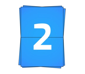 Prodotto Fogli adesivi A4, 2 per foglio, blu, adesivo permanente, 210mm x 148mm Immagine